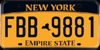 NY license plate FBB9881