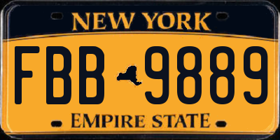NY license plate FBB9889