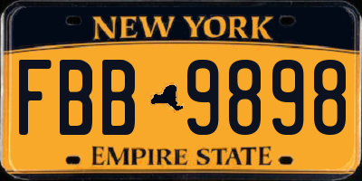 NY license plate FBB9898