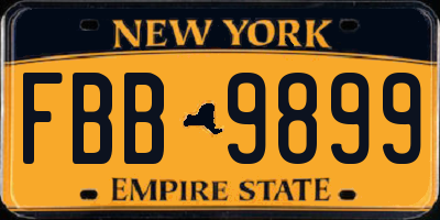 NY license plate FBB9899