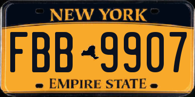 NY license plate FBB9907