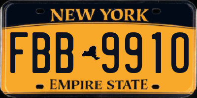 NY license plate FBB9910