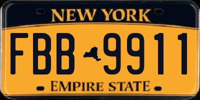 NY license plate FBB9911