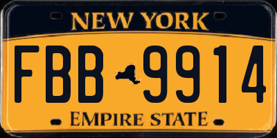 NY license plate FBB9914