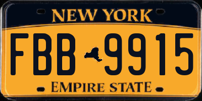 NY license plate FBB9915