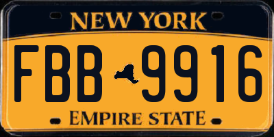 NY license plate FBB9916