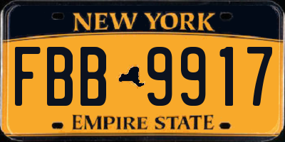 NY license plate FBB9917