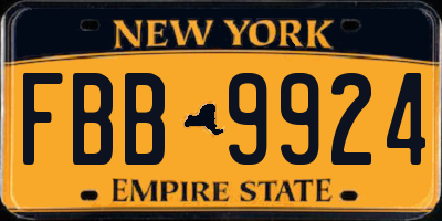 NY license plate FBB9924