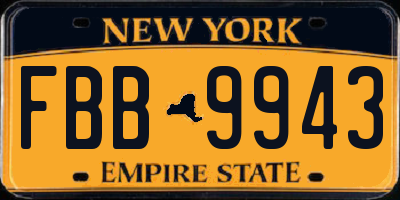 NY license plate FBB9943