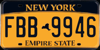 NY license plate FBB9946