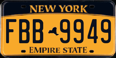 NY license plate FBB9949