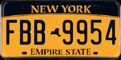 NY license plate FBB9954