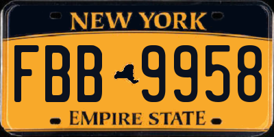NY license plate FBB9958