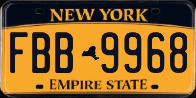 NY license plate FBB9968