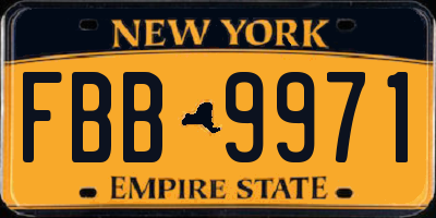 NY license plate FBB9971