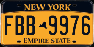 NY license plate FBB9976