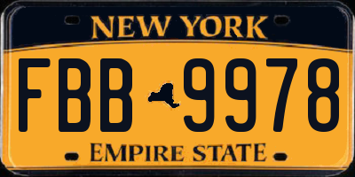 NY license plate FBB9978