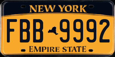 NY license plate FBB9992