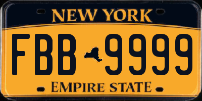 NY license plate FBB9999
