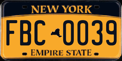 NY license plate FBC0039