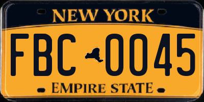 NY license plate FBC0045