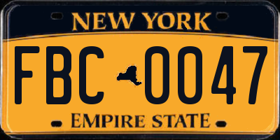 NY license plate FBC0047