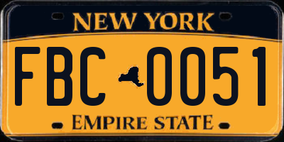 NY license plate FBC0051