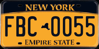 NY license plate FBC0055