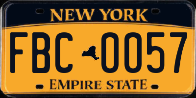 NY license plate FBC0057
