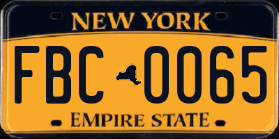 NY license plate FBC0065