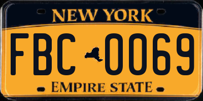NY license plate FBC0069