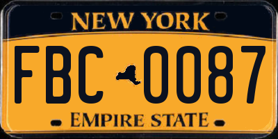 NY license plate FBC0087