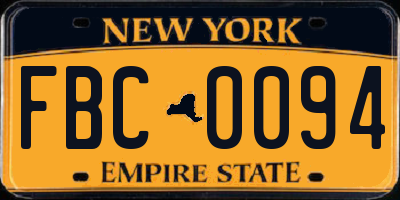 NY license plate FBC0094