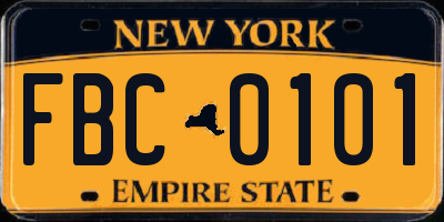 NY license plate FBC0101