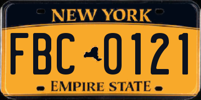 NY license plate FBC0121