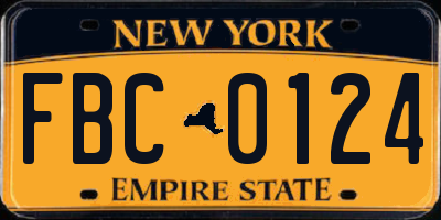 NY license plate FBC0124
