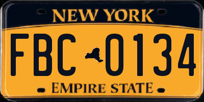 NY license plate FBC0134