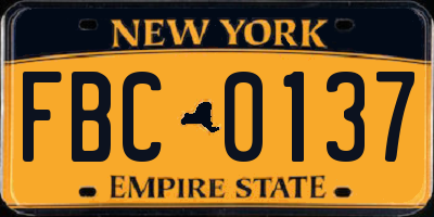 NY license plate FBC0137