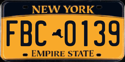 NY license plate FBC0139