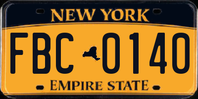 NY license plate FBC0140