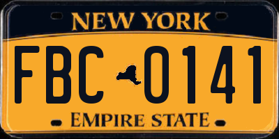 NY license plate FBC0141
