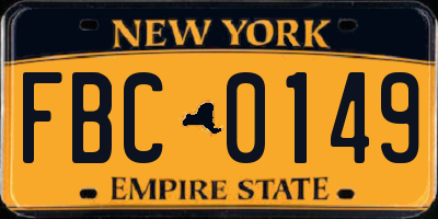 NY license plate FBC0149