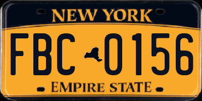 NY license plate FBC0156