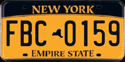 NY license plate FBC0159