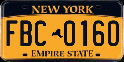 NY license plate FBC0160