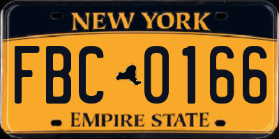 NY license plate FBC0166