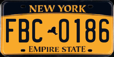 NY license plate FBC0186