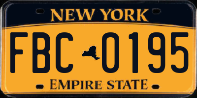 NY license plate FBC0195
