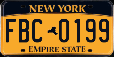 NY license plate FBC0199