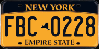 NY license plate FBC0228